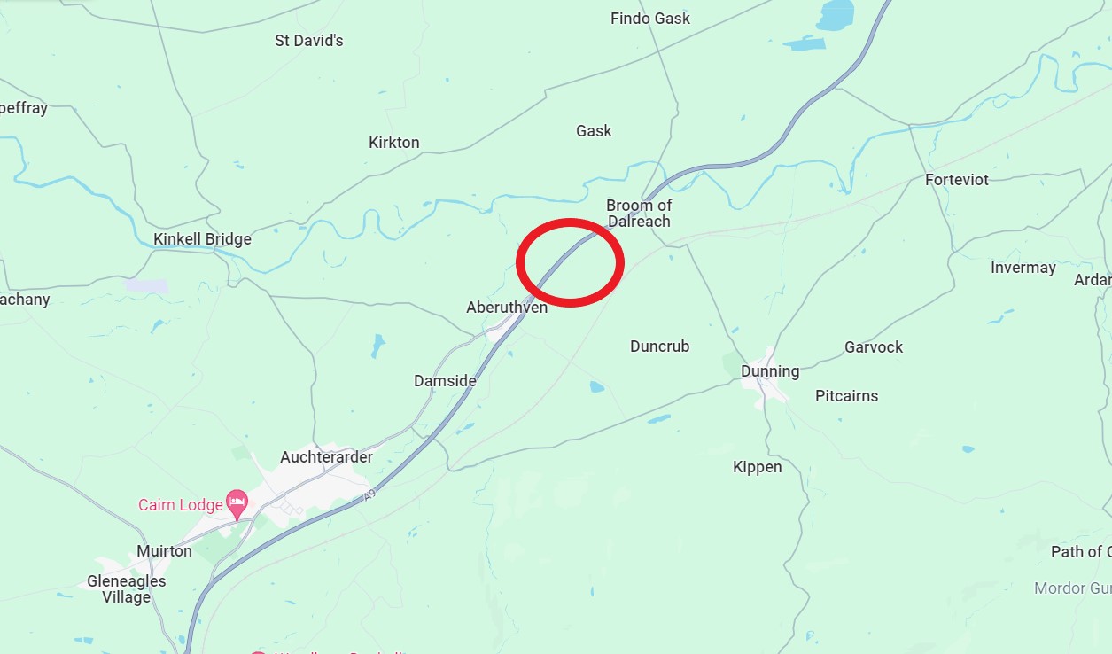 Map location of A9 Aberuthven