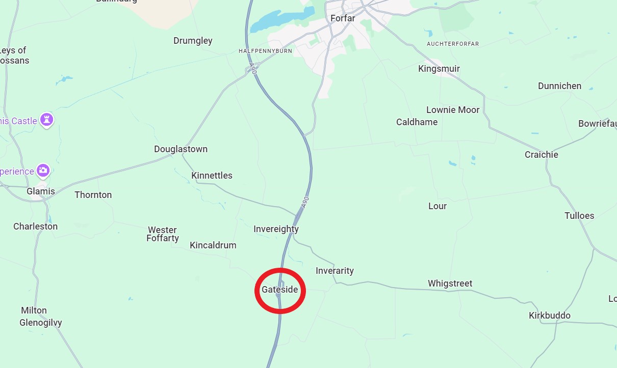 Map with location of A96.