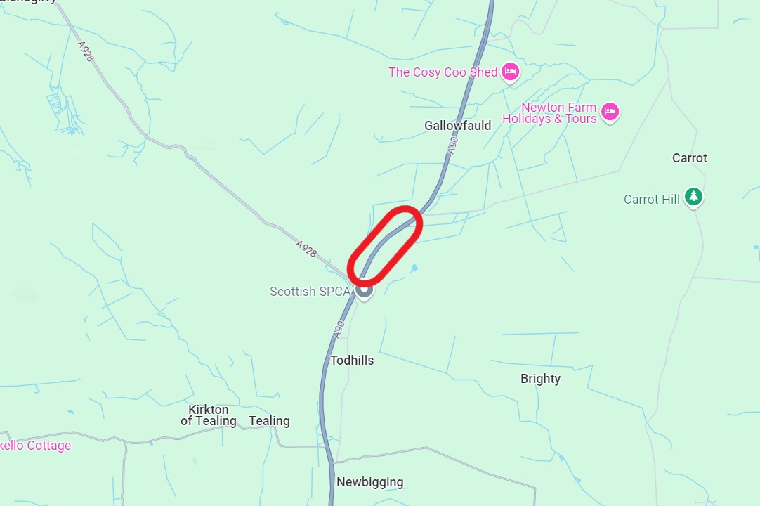 Map of the A90